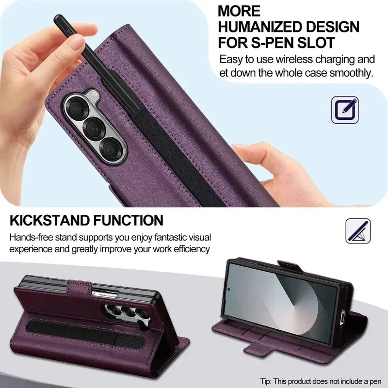 Leather Pen Case with Glass & Hinge Guard