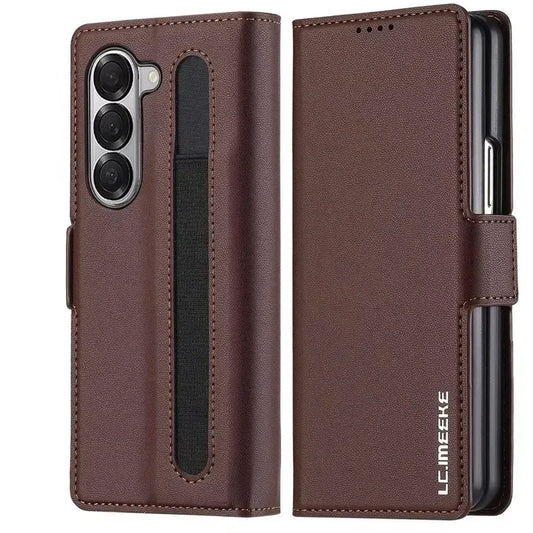 Leather Pen Case with Glass & Hinge Guard