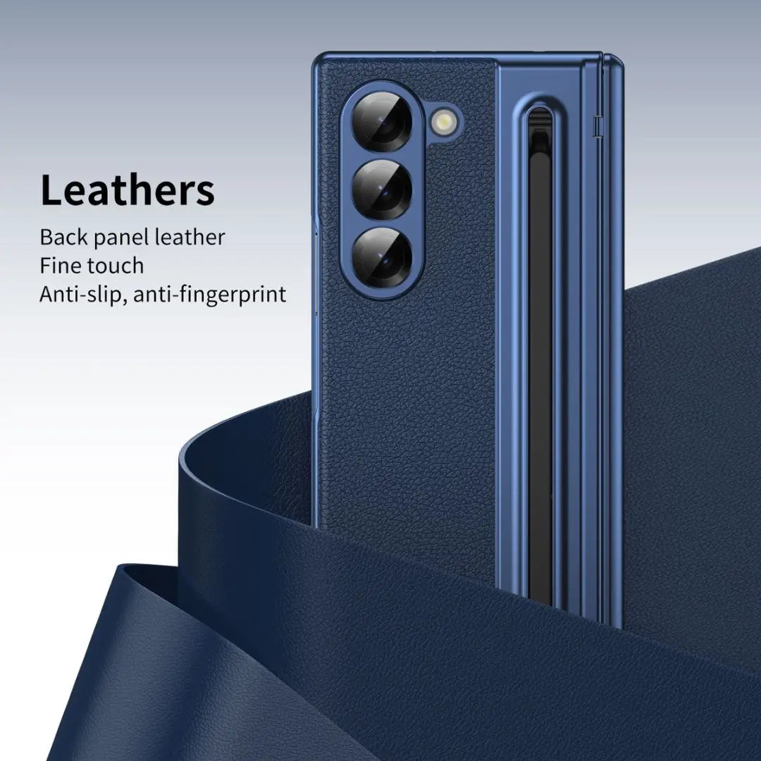 Leather Pen Case with Glass & Hinge Guard
