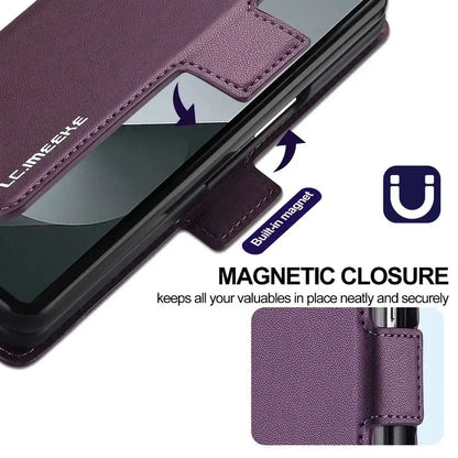 Leather Pen Case with Glass & Hinge Guard