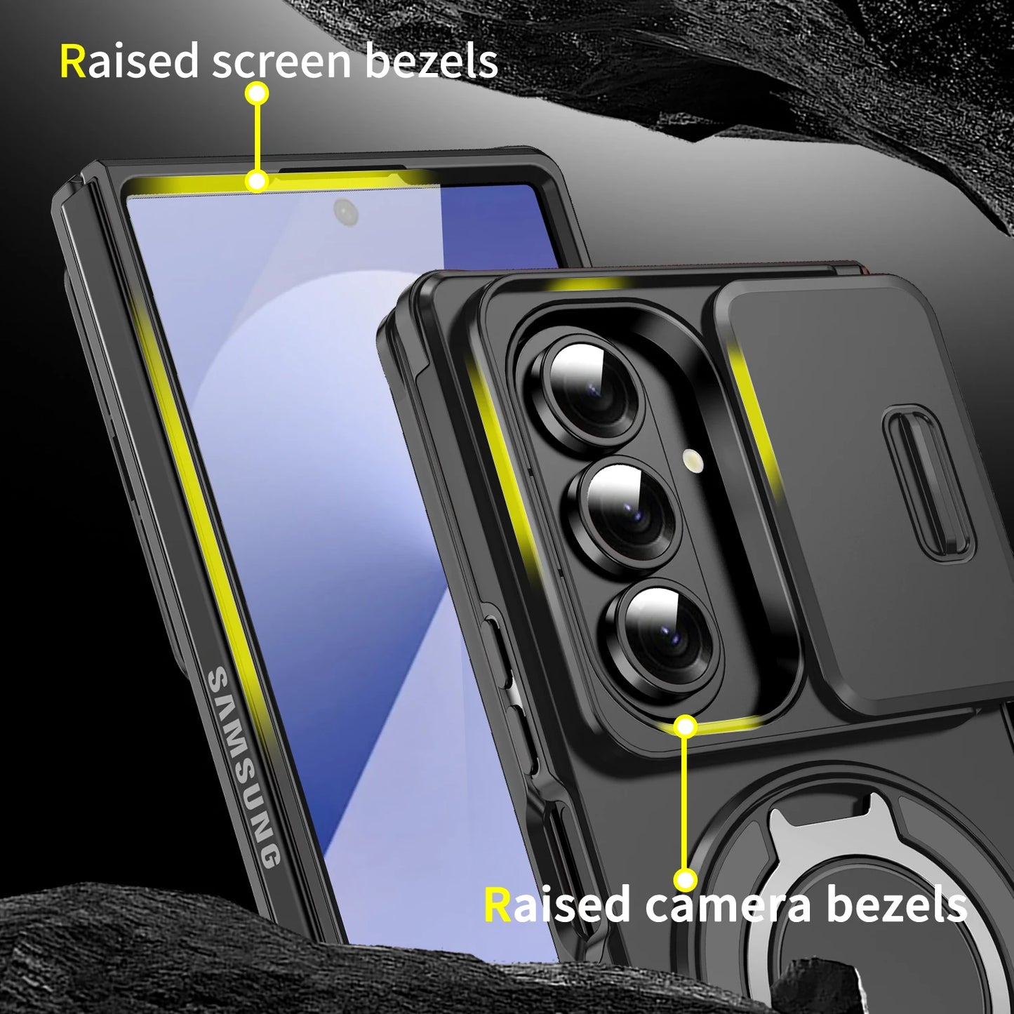 Magnetic Kickstand Case with Camera Cover